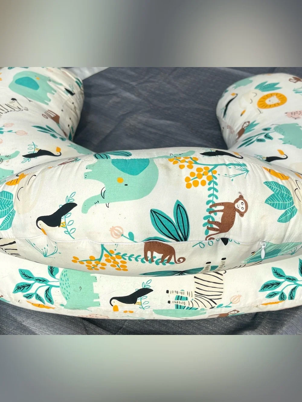 Mom Cozy XLarge Nursing Pillow with Teal Safari Animal Print